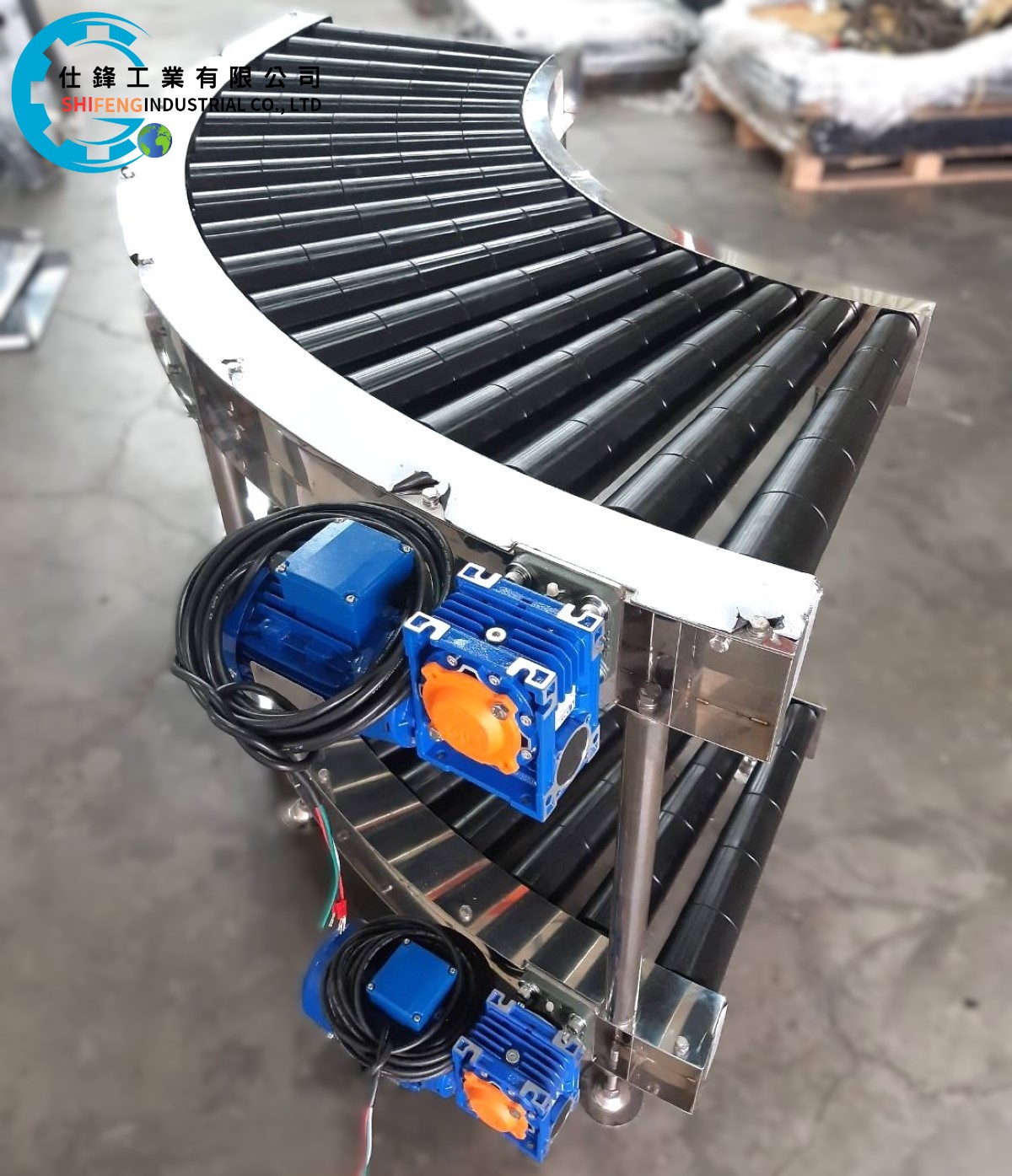 不銹鋼90度雙層動力滾筒輸送機