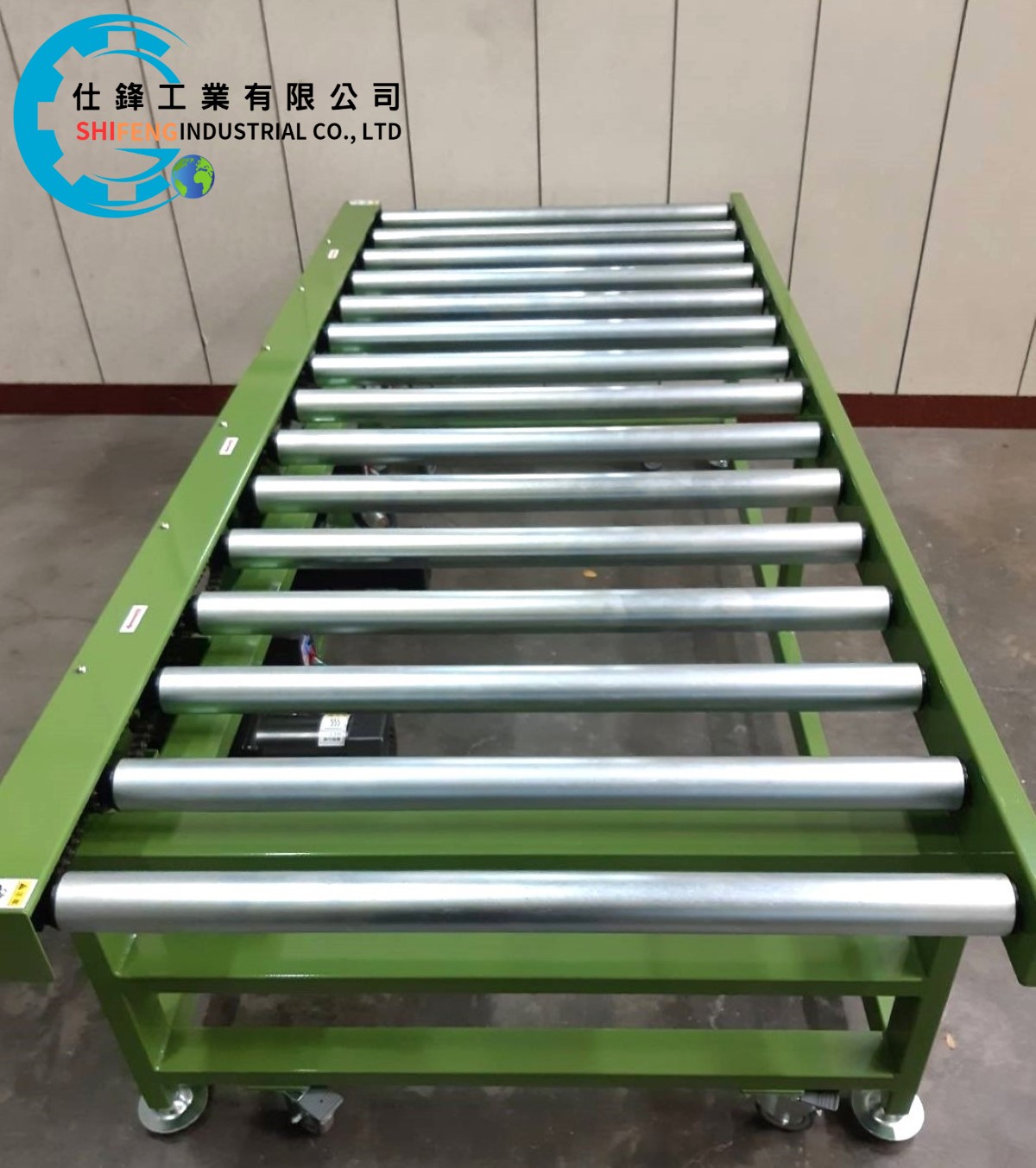 鋼鈑烤漆三段獨立式動力滾筒輸送機