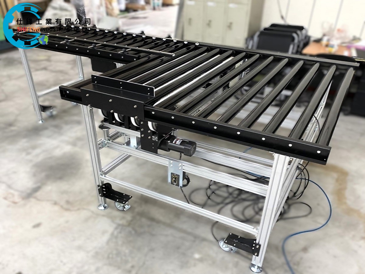 鋼鈑烤漆動力滾筒加上升橫移輸送機