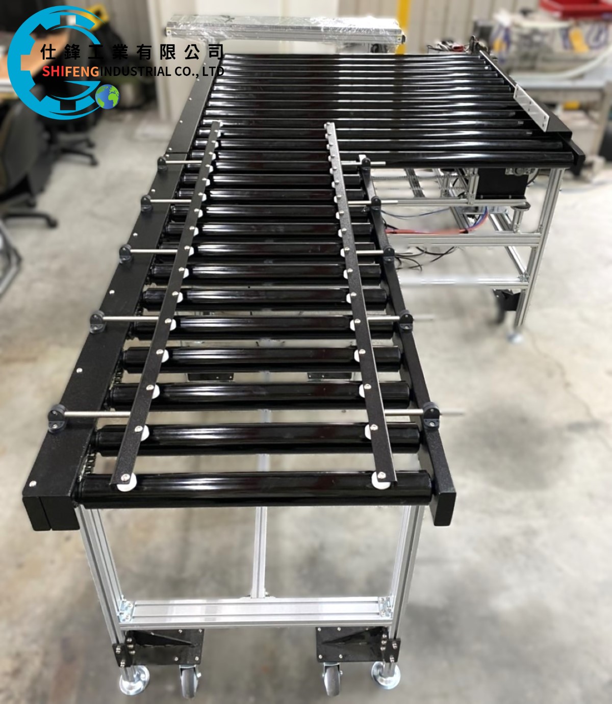 鋼鈑烤漆動力滾筒加上升橫移輸送機