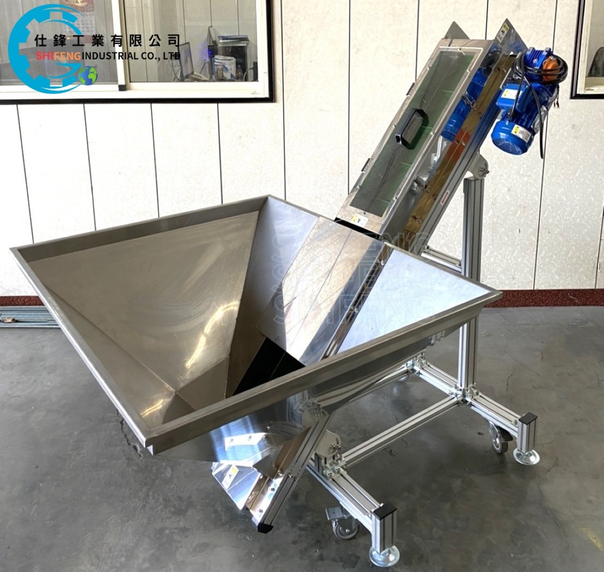 鋁擠型皮帶式料斗爬升輸送機