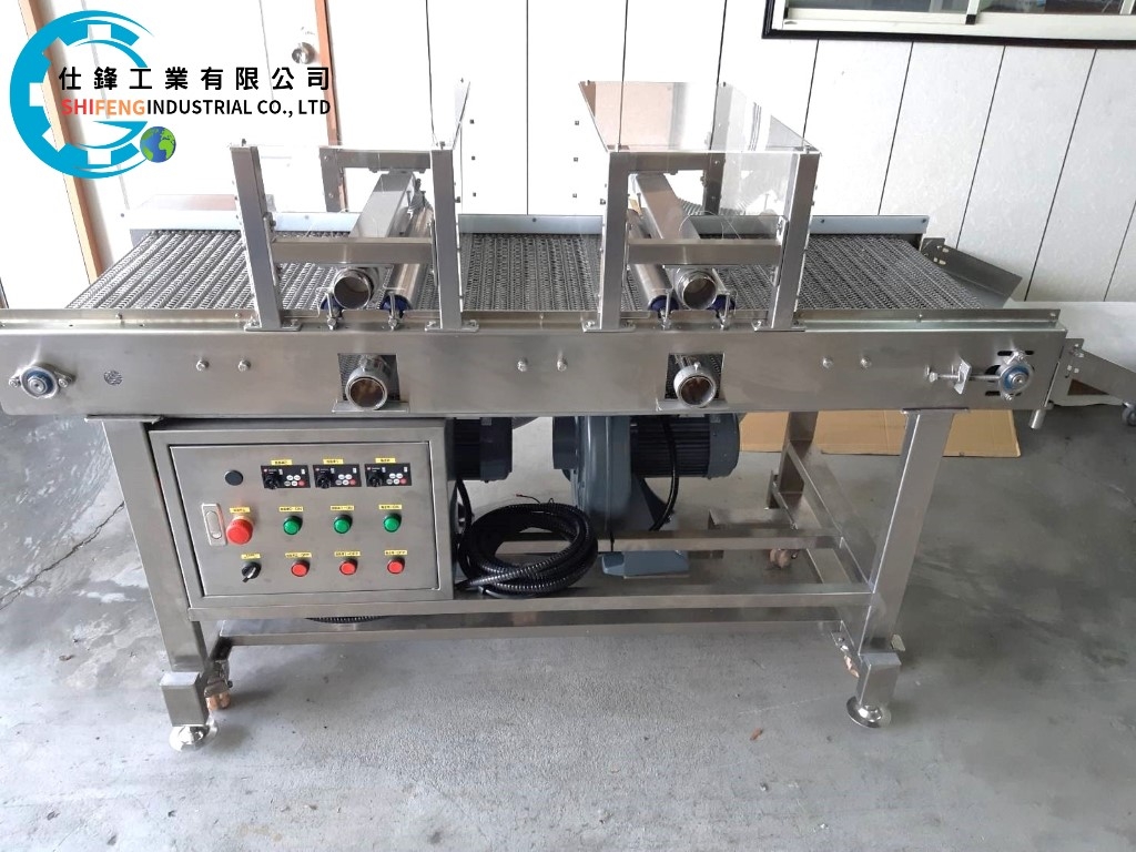 不鏽鋼鏈條網帶加風刀式輸送機&客戶案例一