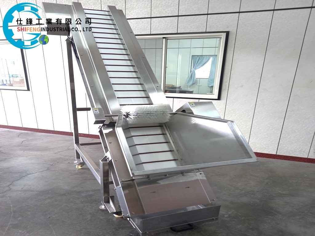 不鏽鋼食品帶裙邊加擋板料斗爬升輸送機&客戶案例一