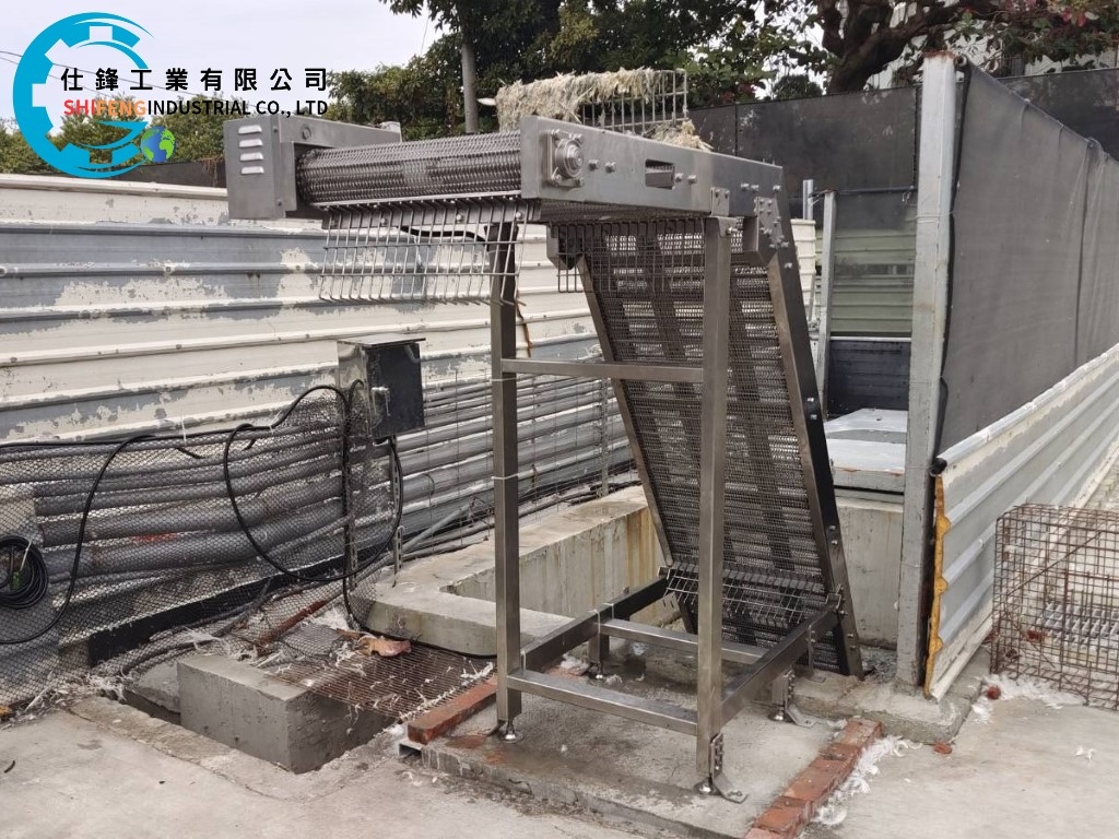 不鏽鋼鏈條網帶爬升輸送機&客戶案例一